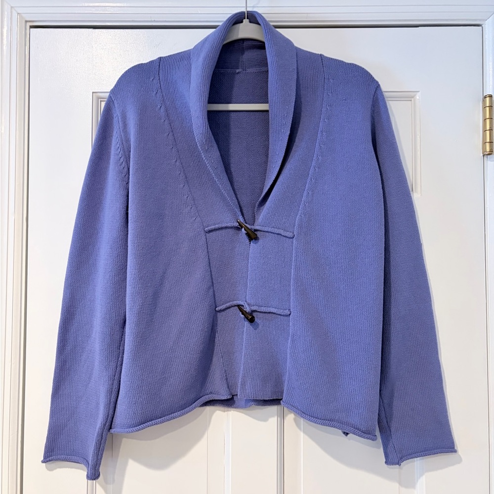 Lavender Shawl Collar Toggle Cardigan – Size M – 100% Cotton